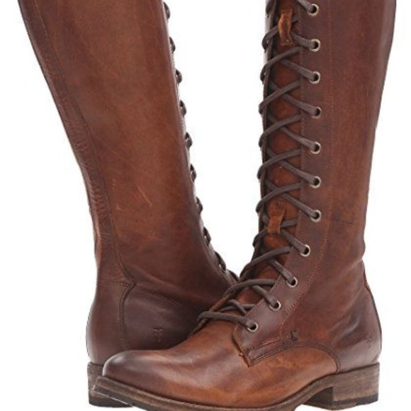 Frye Shoes - Frye Melissa Lace Up Boots Cognac Brown 8 Womens Tall Leather $458 Nordstrom